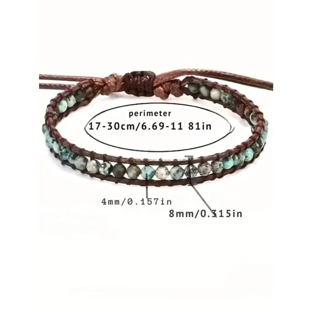 NWT Bracelet Natural Stone Edge-Wrapped Adjustable Made from African Pine